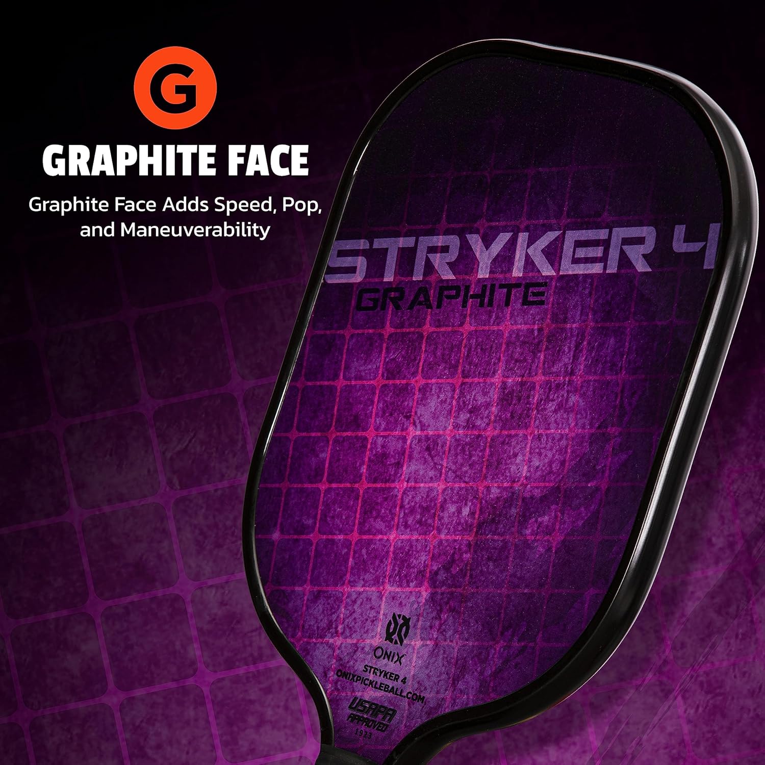 Onix Graphite Stryker Pickleball Paddle Features Oversized, Nomex, Paper Honeycomb Core, and Graphite Face - Image 4