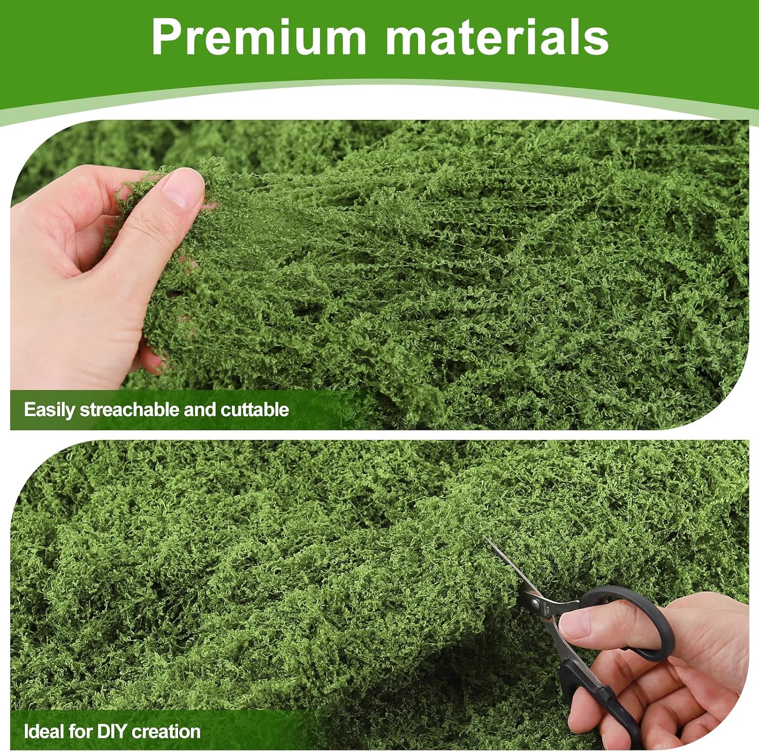 LFL Artificial Moss Mat 39.37" x 39.37", Faux Moss Sheet for Crafts, Fairy Garden Decor, Terrarium Background, DIY Projects, Wedding Table Centerpieces & Home Decoration(Dark Green)