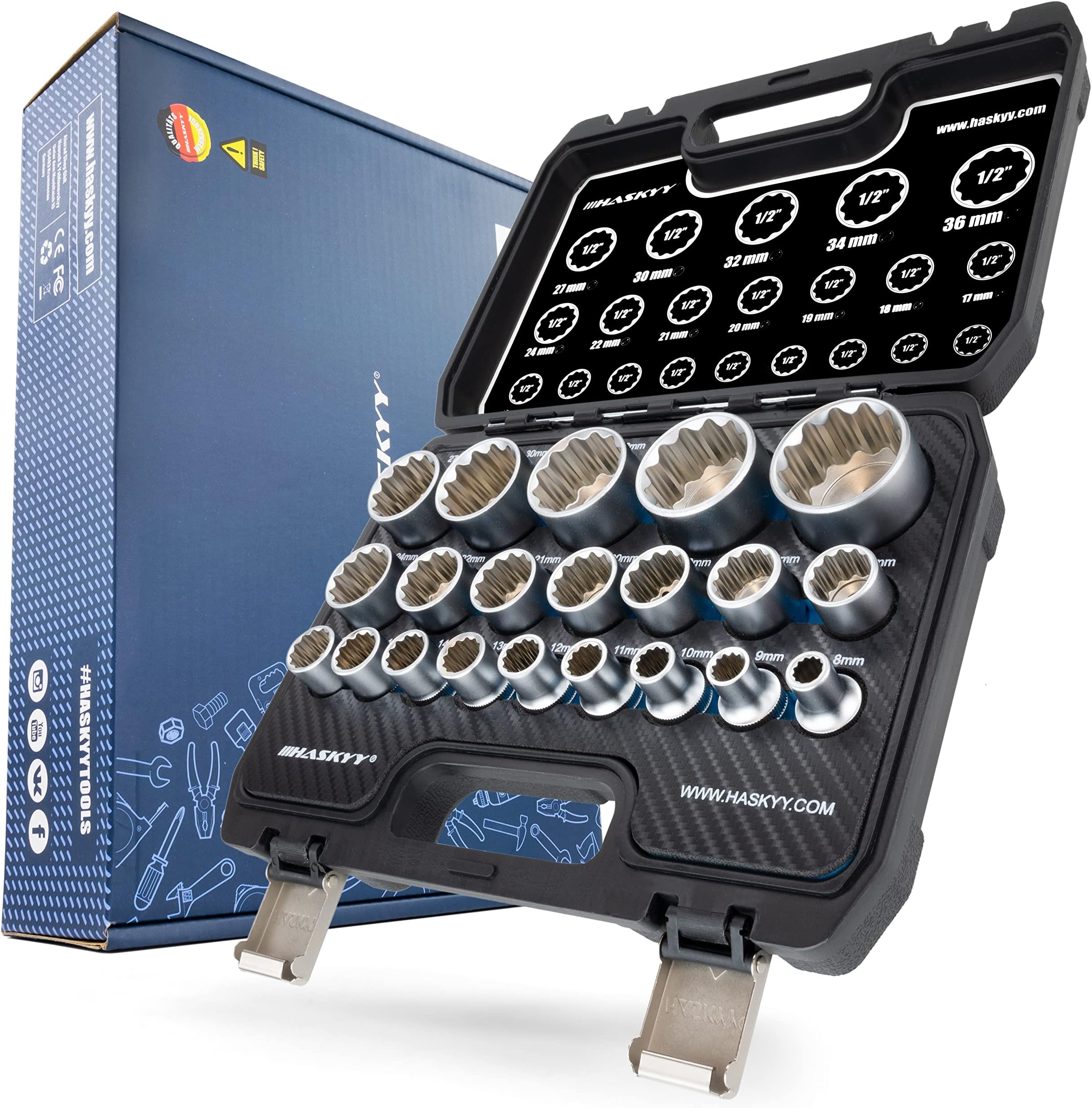 US PRO 3248 17pc 3/8 Dr Shallow Sockets 12 Point 8-24mm, Blue : Amazon ...