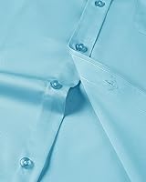 Vista 18 de Alimens & Gentle - Camisas de vestir con bolsillo y manga corta, de color liso y sin arrugas, estilo casual con botones, para hombres