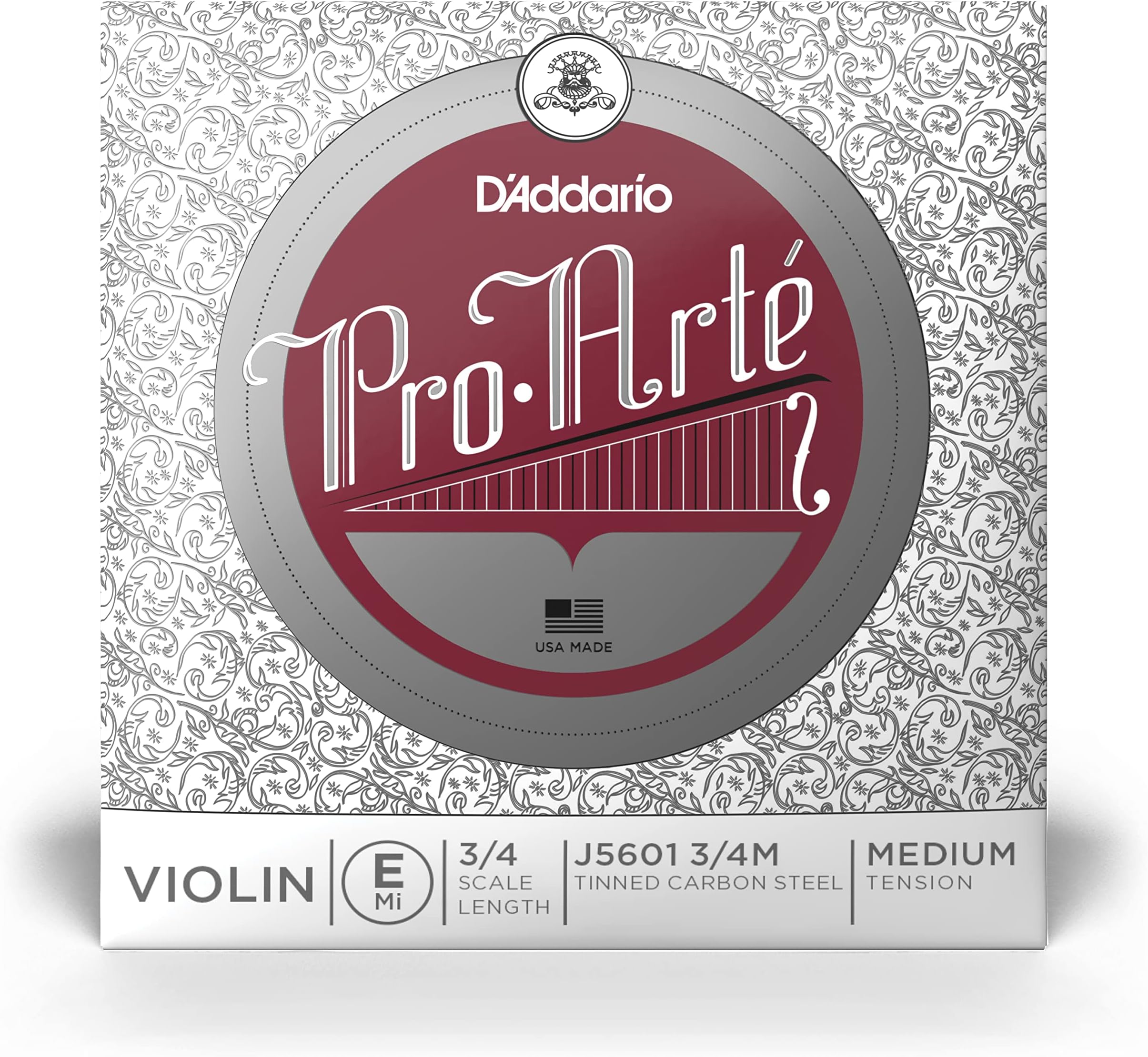 D'Addario Pro-Arte Violin Single E String, 3/4 Scale, Medium Tension