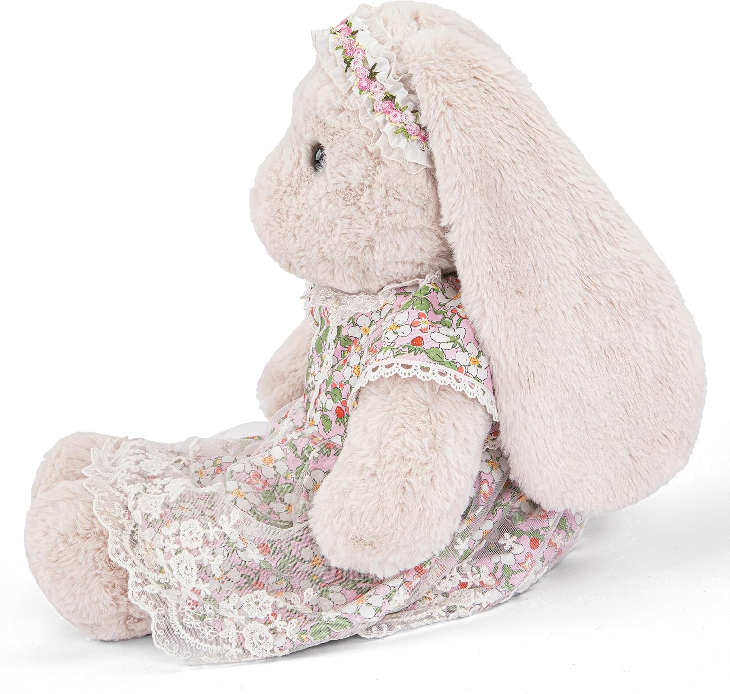 19" Big Rabbit Stuffed Animal,Cute Easter Bunny Plush Toy Wearing a Floral Dress, Gift for Baby Girls Birthday Christmas