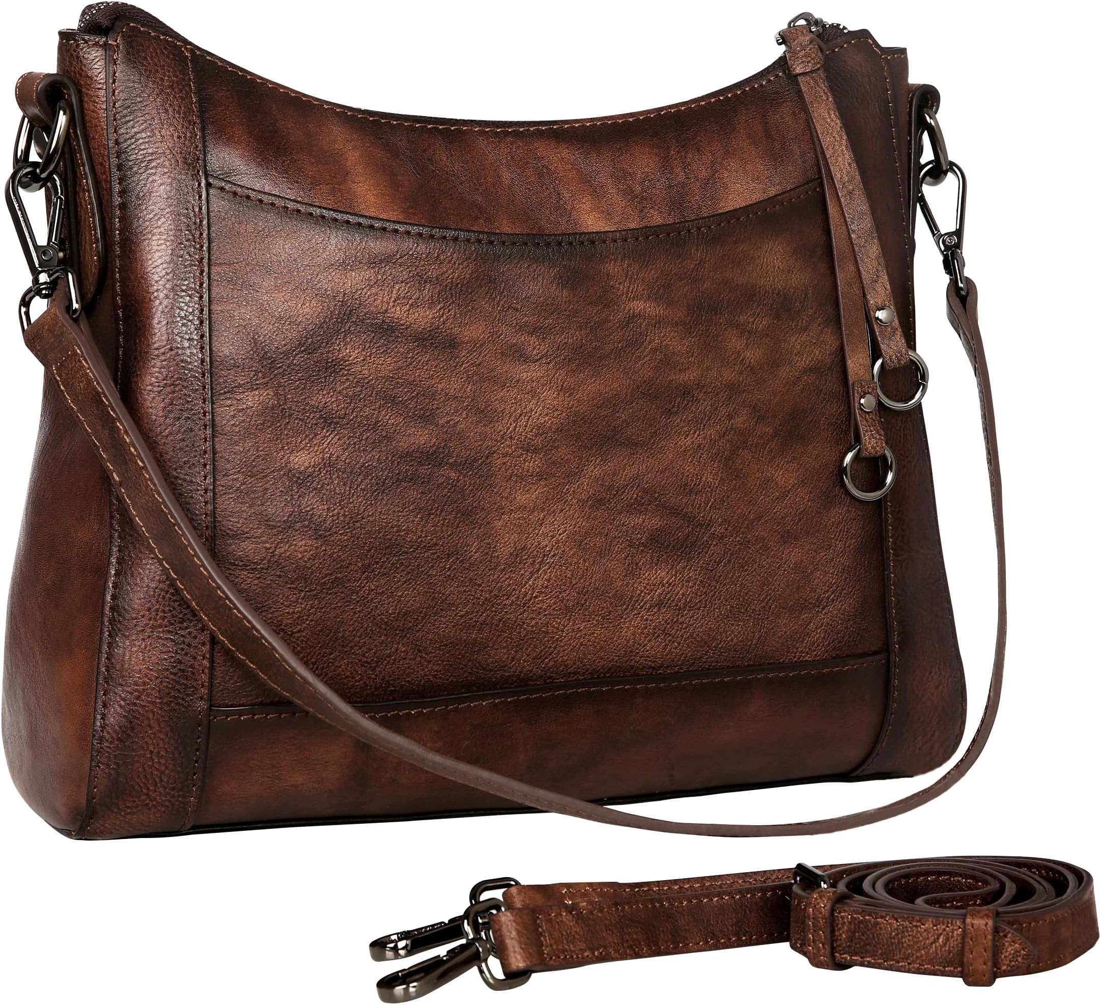 Leather Crossbody Bags for Women Shoulder Purse Medium Hobo Genuine Leather Satchel Purses and Handbags