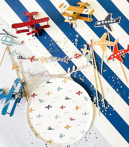 Kit de suministros para fiesta de cumpleaños de avión, decoraciones de fiesta temática de avión, decoraciones de fiesta temática de avión para niños