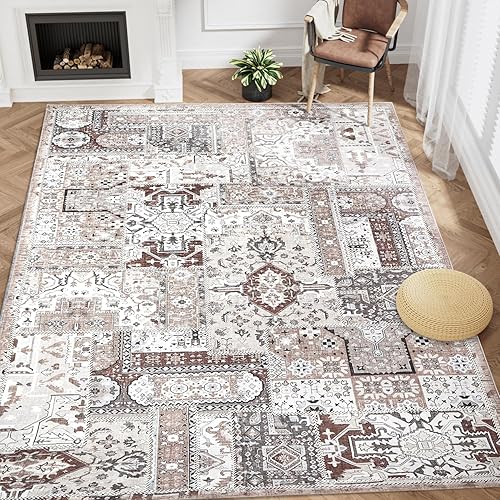 WondRg Alfombra de interior lavable de 5 x 7 pies, tapete grande para dormitorio, sala de estar, tapete grande, antideslizante, abstracto,