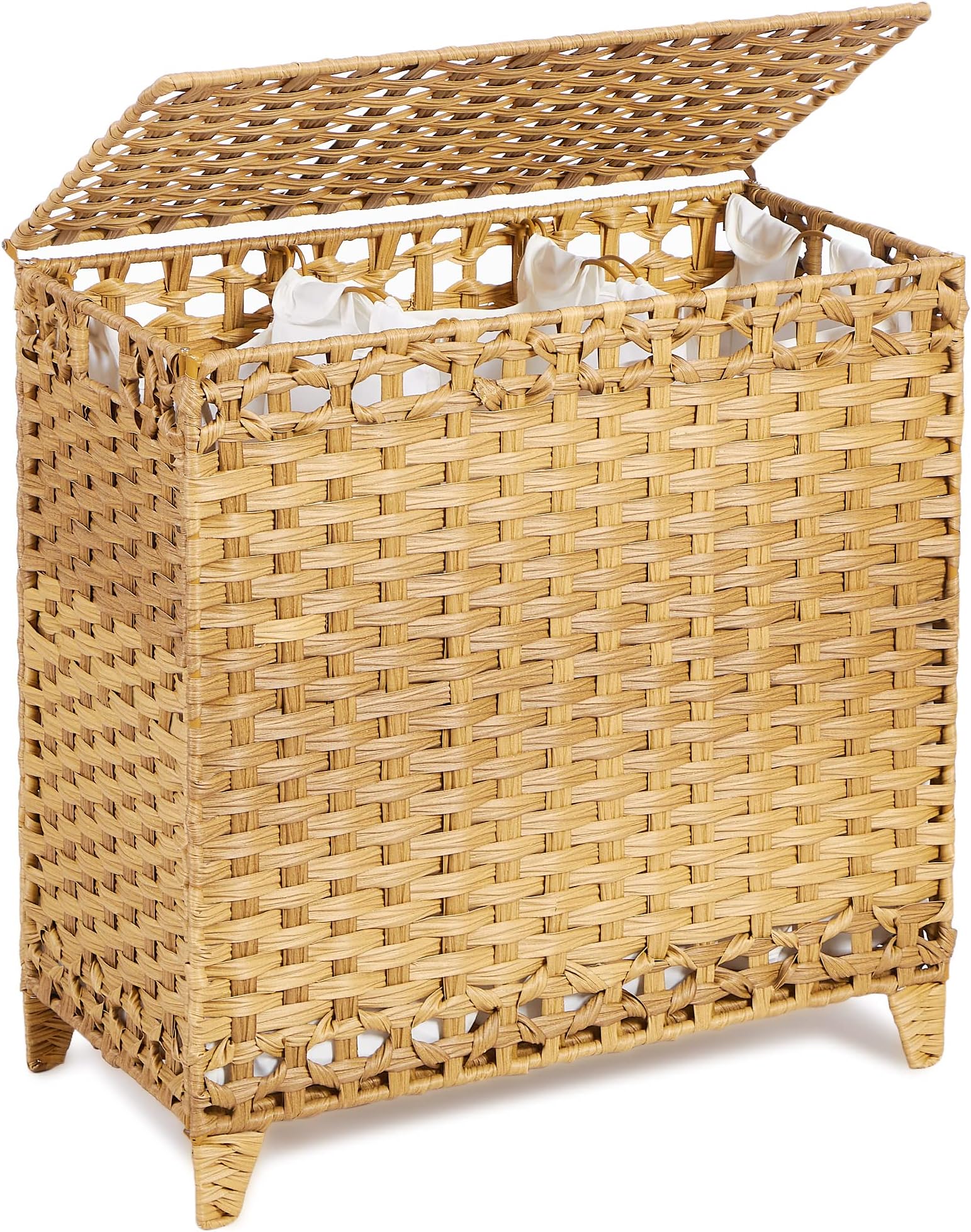 Amazon.com: Villacera Portable Handmade Wicker Laundry Hampers with Lid ...