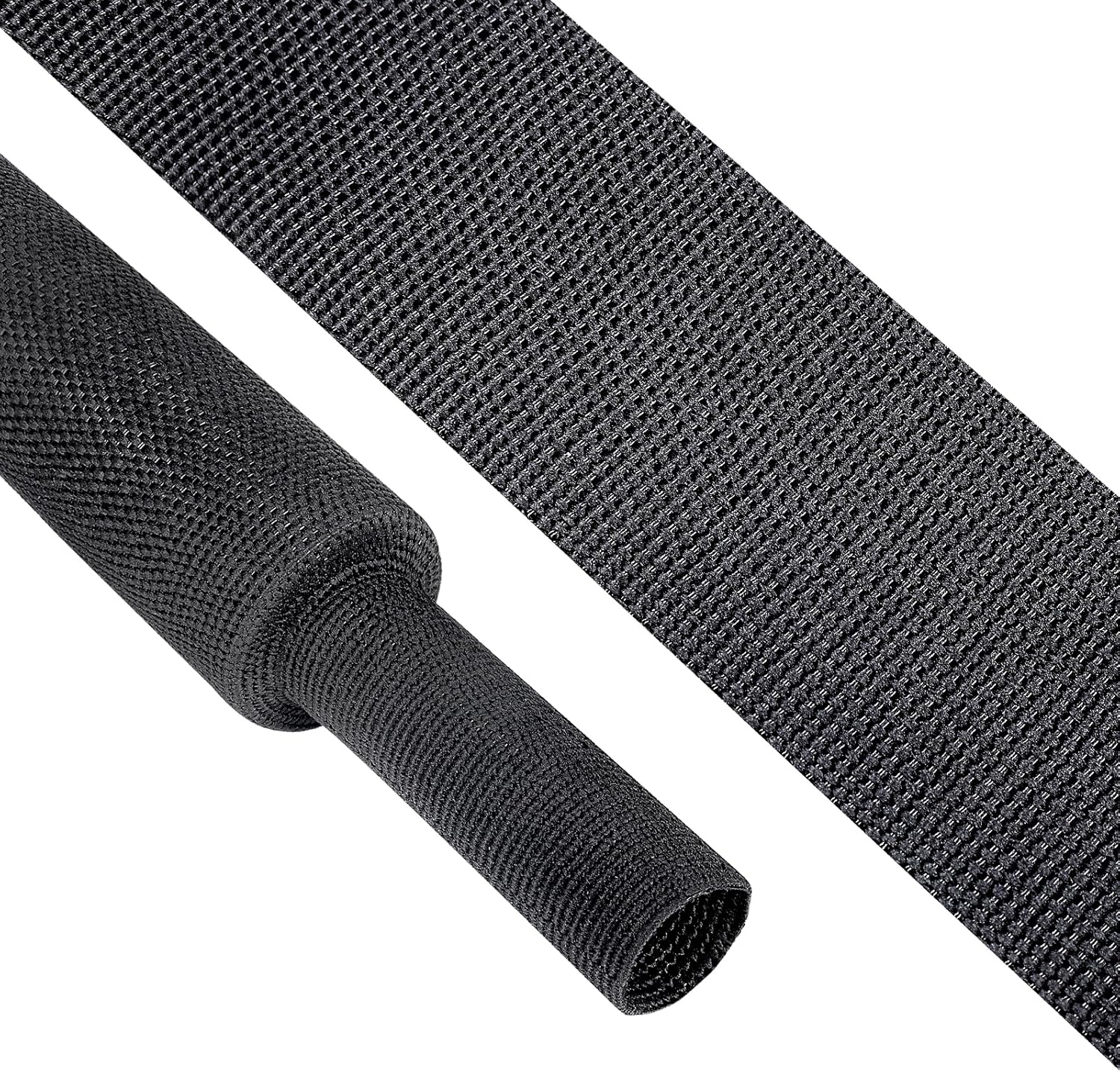 Heat Shrink Braided Sleeving Fabric Tubing 2 in 1 Wiring Harness Tubing Abrasion Resistant Cable Sleeve for Protection Wire/Sheath/Irregular Shape Hose (1"-24ft)