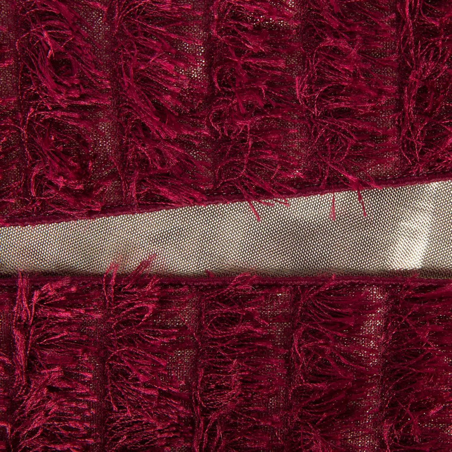 Vickerman 2.5" x 10 Yard Burgundy Fringe with Gold Backing Christmas Ribbon