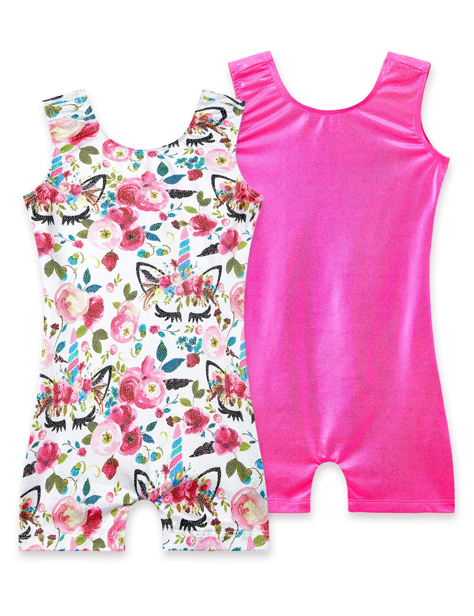 2 Pack Leotard for Girls Gymnastics Sparkly Sleeveless Unitards
