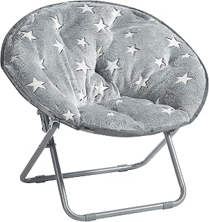 Heritage Kids Glow in The Dark Star Kids Folding Saucer Chair, Grey