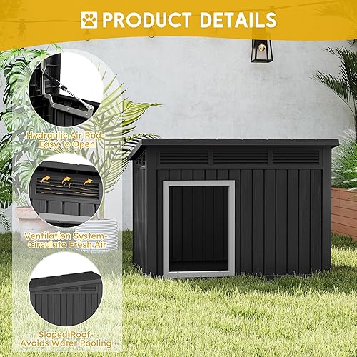 Miniatura 4 de Fancyango Casa grande para perros para interiores y exteriores, resistente a la intemperie y techo extraíble, se adapta a perros pequeños a grandes