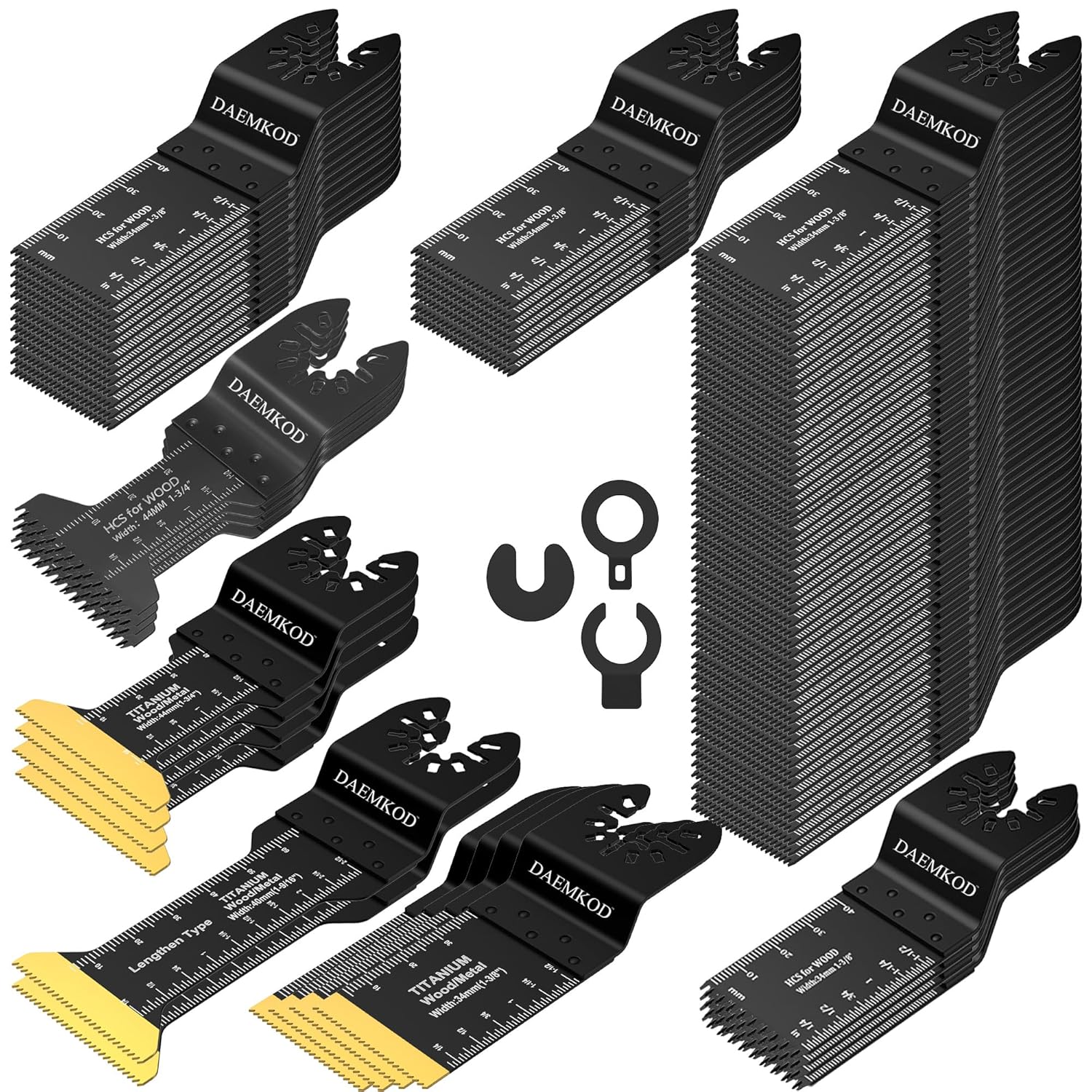 100 Pack Oscillating Saw Blade Kit, Professional Multitool Blades for Soft Metal Nails and Hard Wood Plastic, Multi Tool Blades Kits for Oscillating Tool Accessories, 6 Types Saw Blades