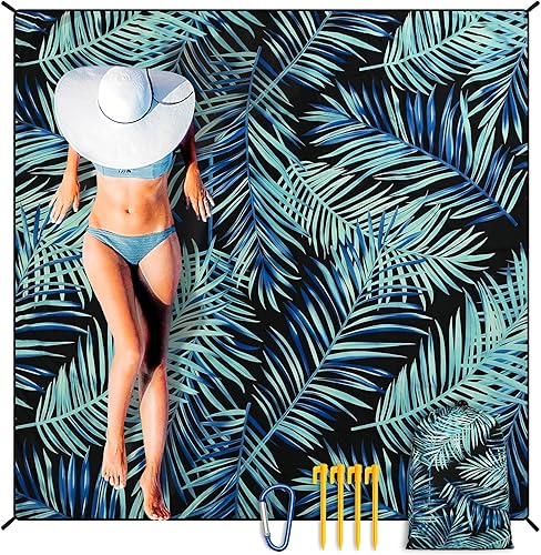 Miniatura 47 de Manta de playa impermeable a prueba de arena, extra grande, 79 x 83 pulgadas, 120 x 108 pulgadas, para 1-8 adultos, de secado rápido, duradera