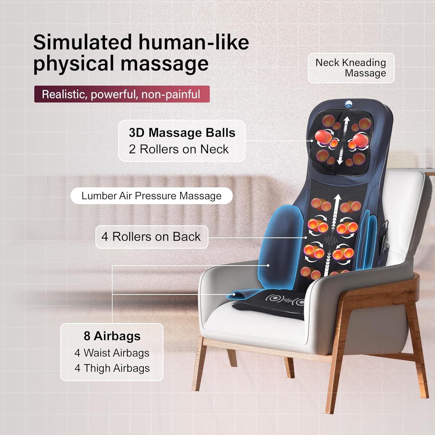 ARG Health Care Portable Back Seat Massager With Air Bags/Back Massager/Rolling Vibration/Heating,Shiatsu Full-Back Pain Relief 2D Kneading Massager, Therapy Acupoint, Color black ARG Health Care Portable Back Seat Massager With Air Bags/Back Massager/Rolling Vibration/Heating,Shiatsu Full-Back Pain Relief 2D Kneading Massager, Therapy Acupoint, Color black