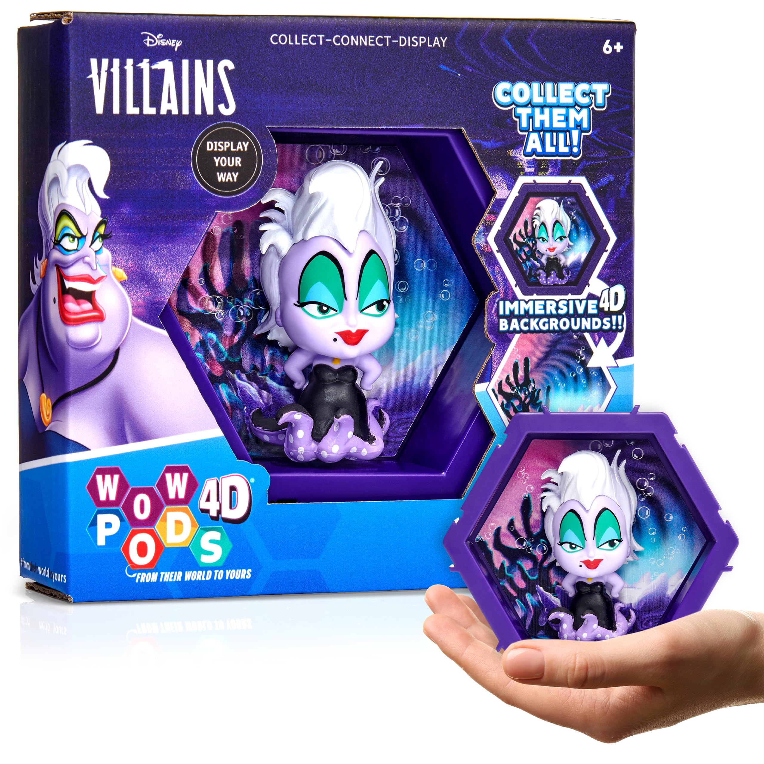WOW! PODS4D Disney Ursula, Unique Connectable Collectable Bobble-head figure that Bursts from their World into Yours, Wall or Shelf Display, Disney Toys and Gifts for Kids, Adults and collectors