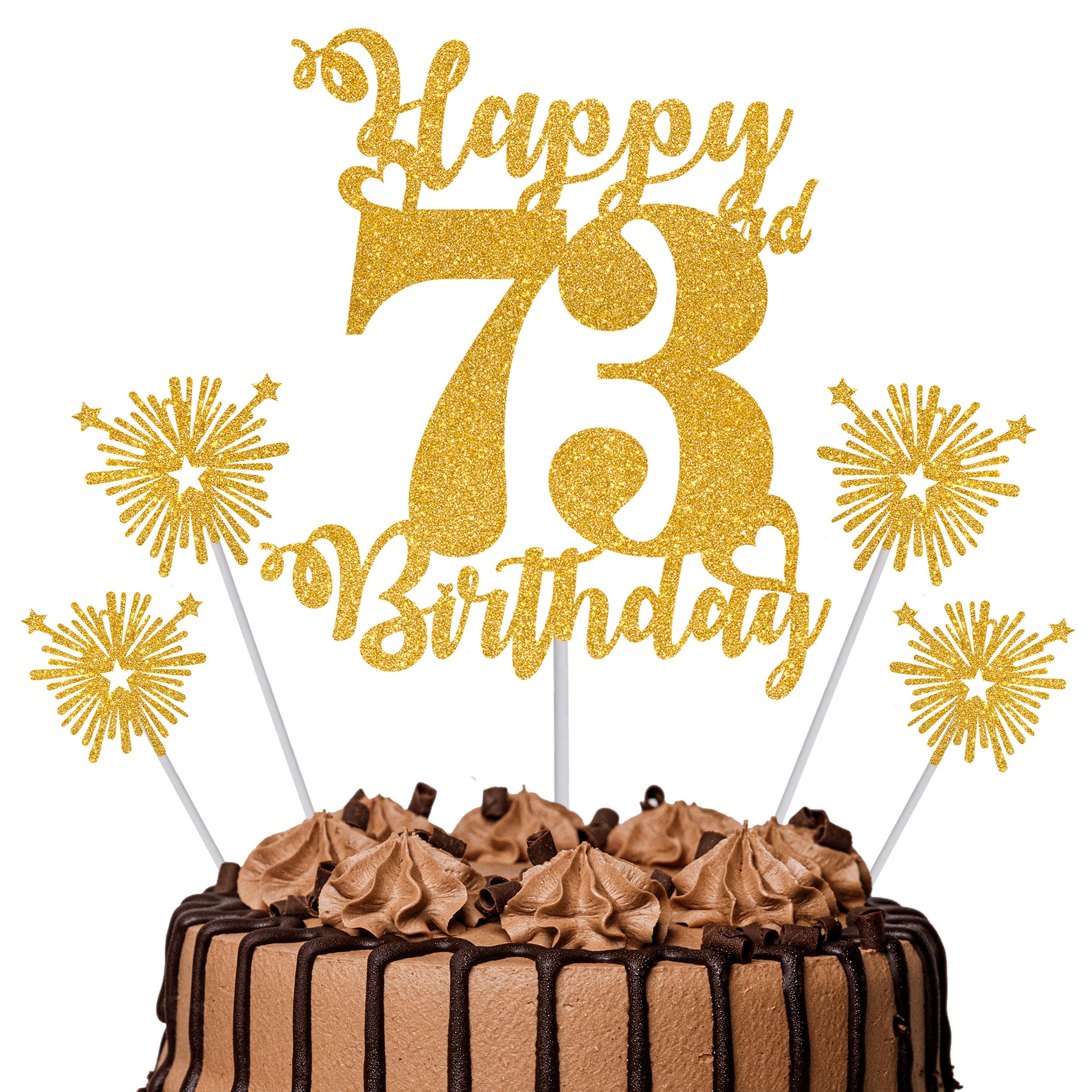 Gold Glitter 96th Birthday Cake Topper Set – 5 Piece Premium Glitter Birthday Decoration & Party Supplies for Men, Women & Kids – 96th Birthday — view 49