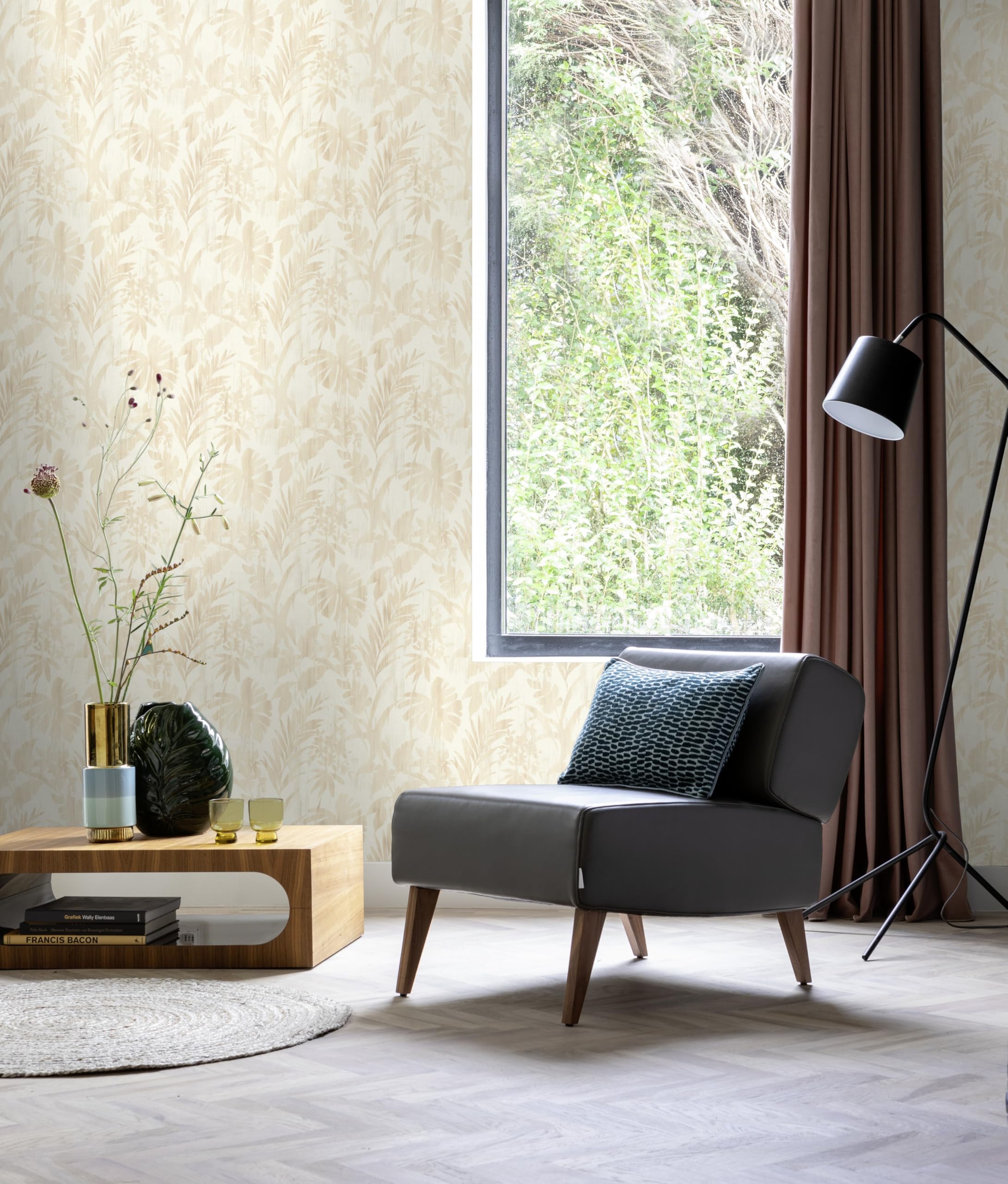 Rasch Papier peint intissé 410570 de la collection Beachhouse avec motif de feuilles beige sur fond clair
