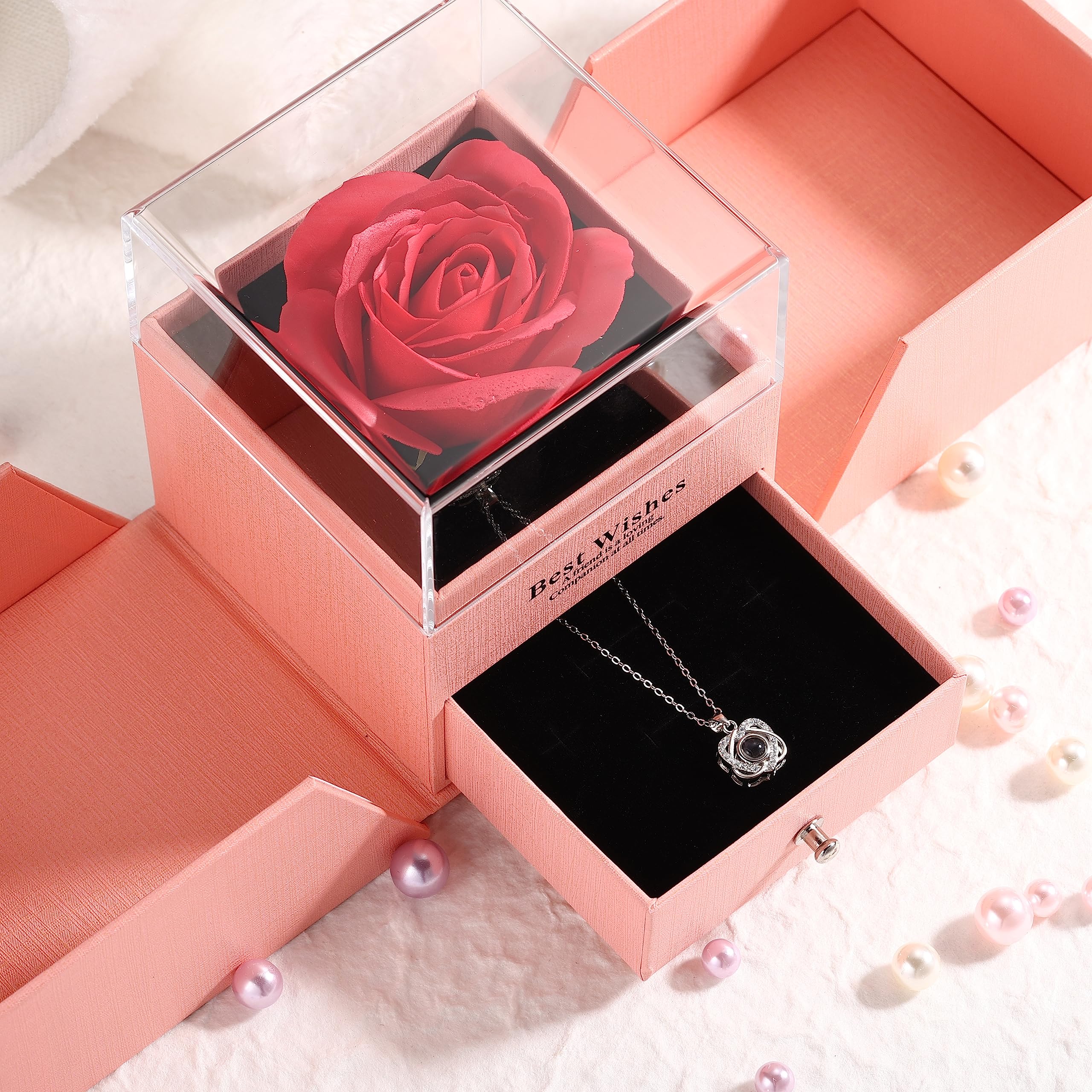 MeMeDIY Collana Personalizzata Ti Amo Collana 100 Lingue con Proiezione Interna Personalizzata Ciondolo Immagine Gioielli in Argento Sterling Regali per Donne