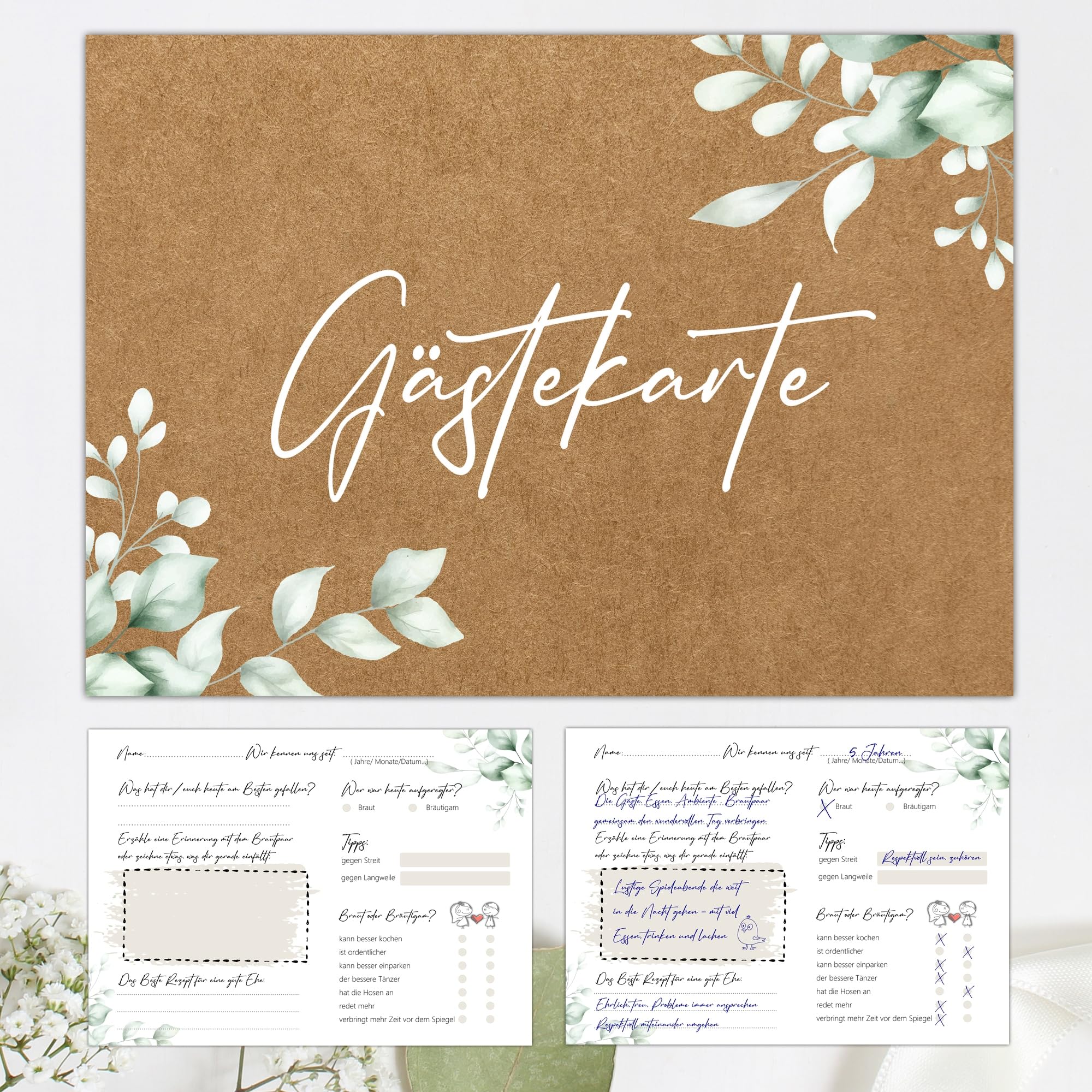 Stella & Soul – 50 Biglietti Per Ospiti Di Matrimonio, Formato DIN A5, Design Moderno Arancione, Idea Regalo Creativa