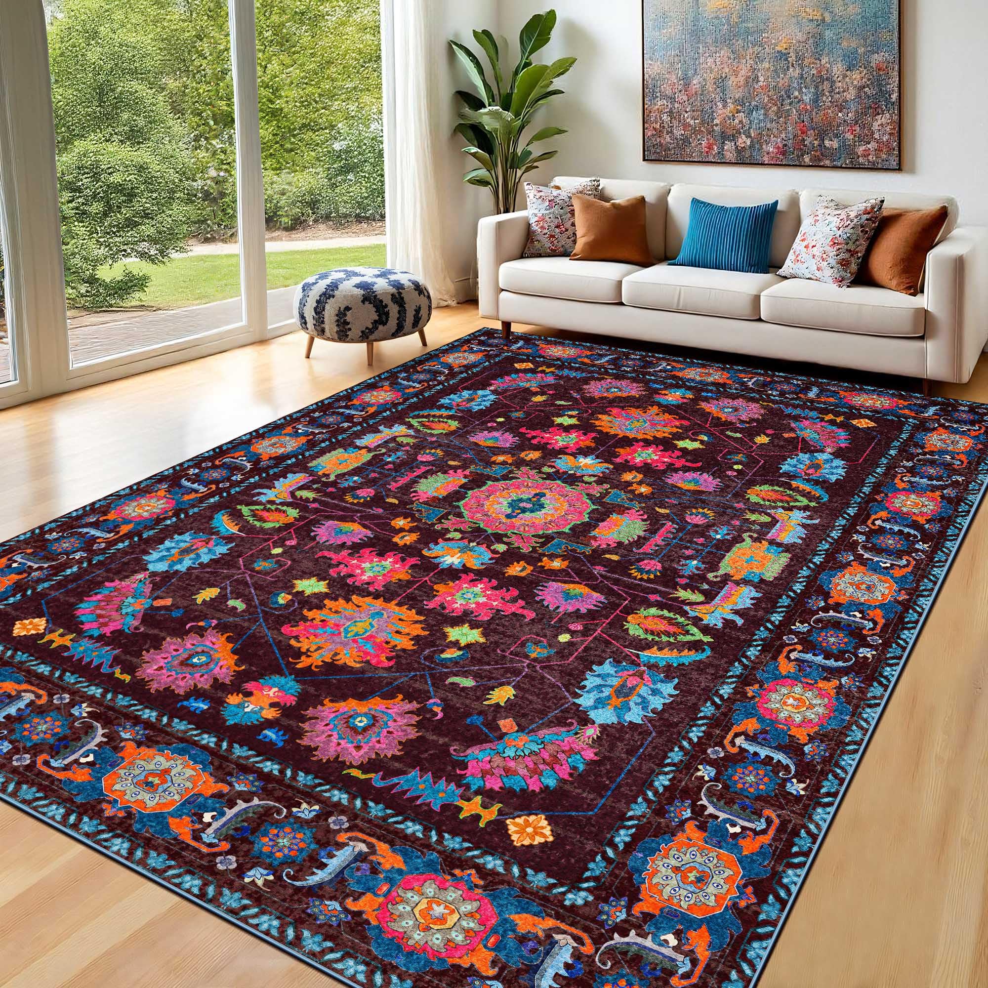 Amazon.com: Purple Living Room Area Rug Washable Non Slip Low Pile