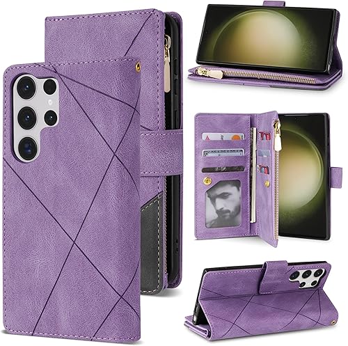 Neiye Funda compatible con Samsung Galaxy S23 Ultra Wallet con bloqueo RFID, ranuras para tarjetas, soporte protector de piel sintética para S23