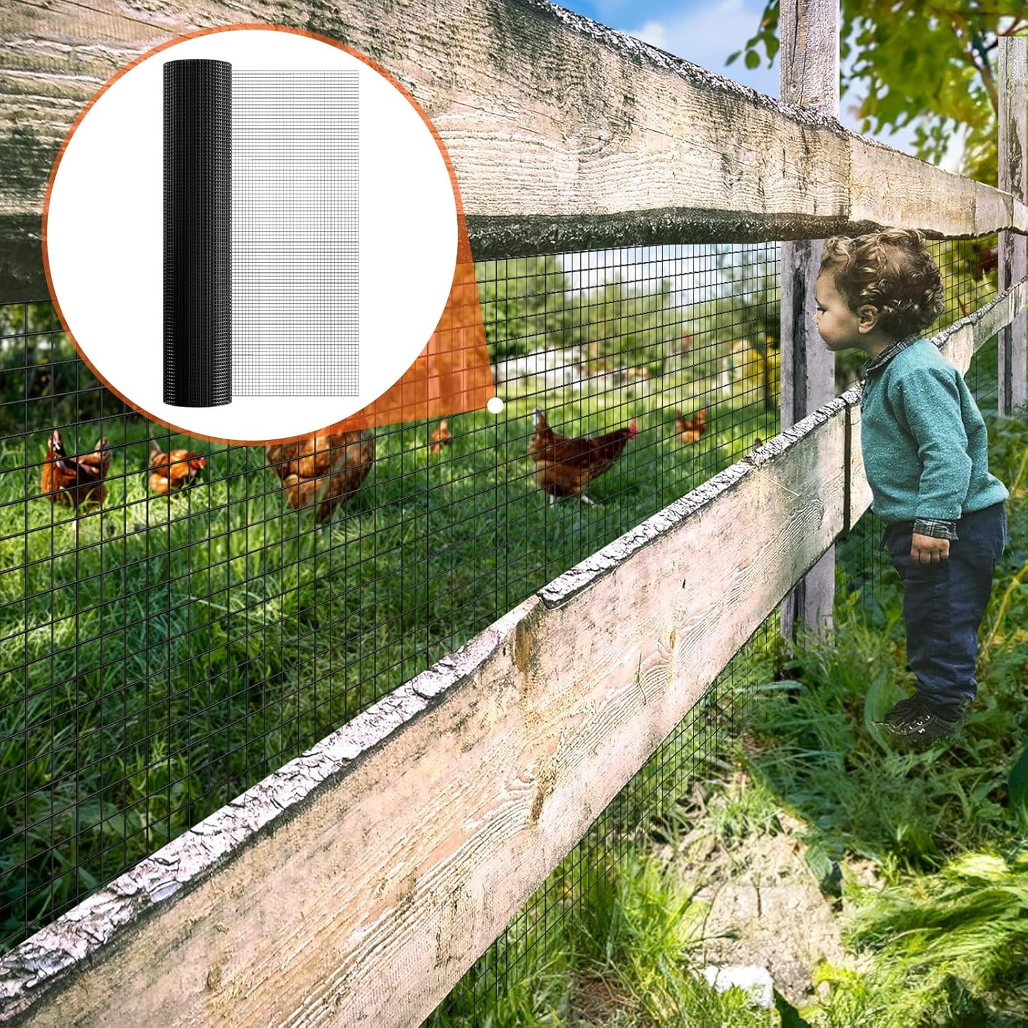 VEVOR Hardware Cloth, 48'' x 50' 1/2inch Galvanized Wire Mesh Roll, 19 Gauge Chicken Wire Fence Roll, Vinyl Coating Metal Wire Mesh for Chicken Coop Barrier, Rabbit Snake Fences, Poultry Enclosures