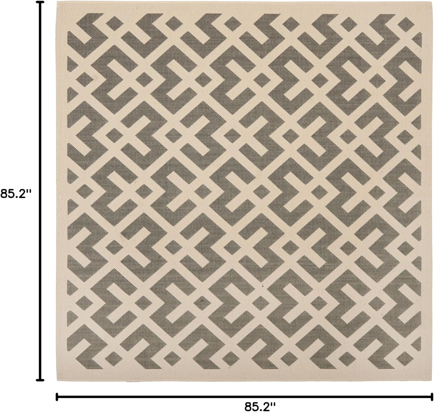SAFAVIEH Washable Rug Outdoor Courtyard Collection - 7'10" Square, Grey & Bone, Non-Shedding & Easy Cleaning, Ideal for Patio, Backyard, Mudroom (CY6915-236)