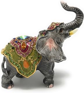 Enameled Circus Good Luck Elephant Trinket Box, Accented with Austrian Crystals