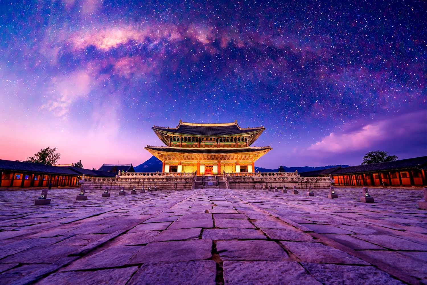 Puzzle Korea 1000 Piece Jigsaw Puzzles for Adults, Family Game Night & Ideal Gift, Reference Poster Included South Korea's Milky Way with Gyeongbokgung Geunjeongjeon