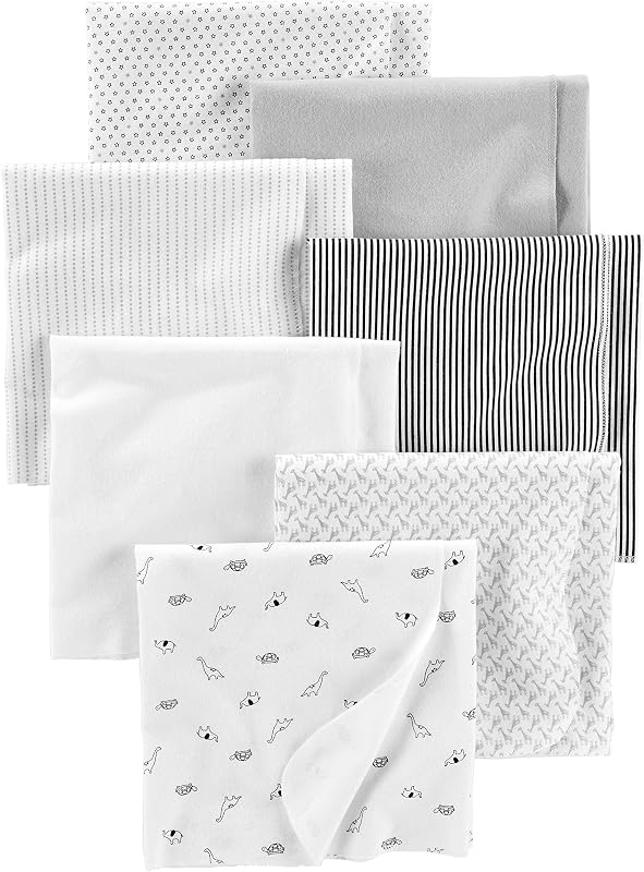 Unisex Babies' Flannel Receiving Blankets, Pack of 7
