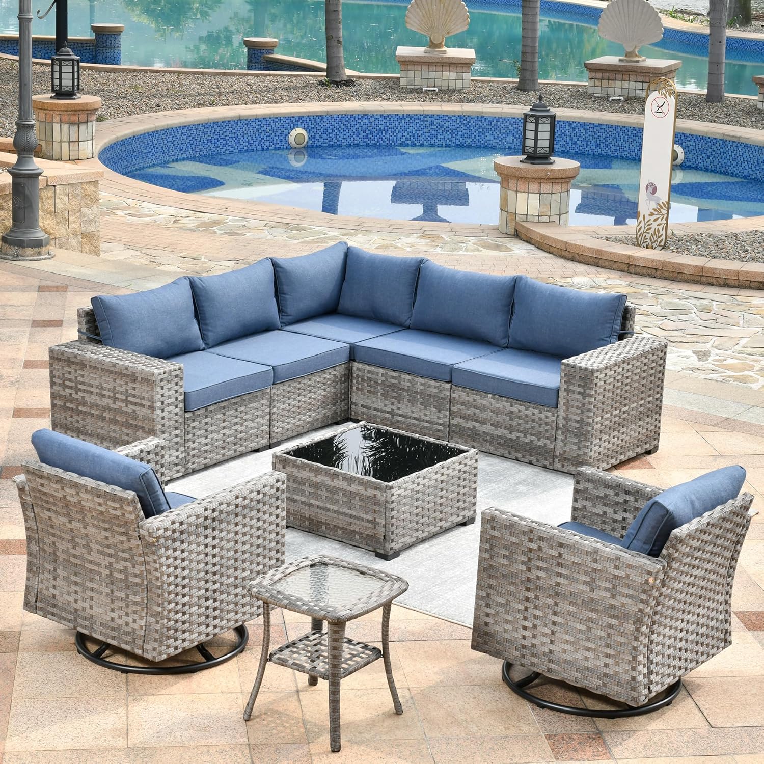 XIZZI Patio Furniture Sets Outdoor Sectional Sofa Swivel