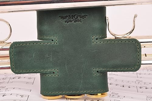 Vista 18 de Protector de válvula de trompeta de cuero genuino de protección y comodidad (guardia, negro)