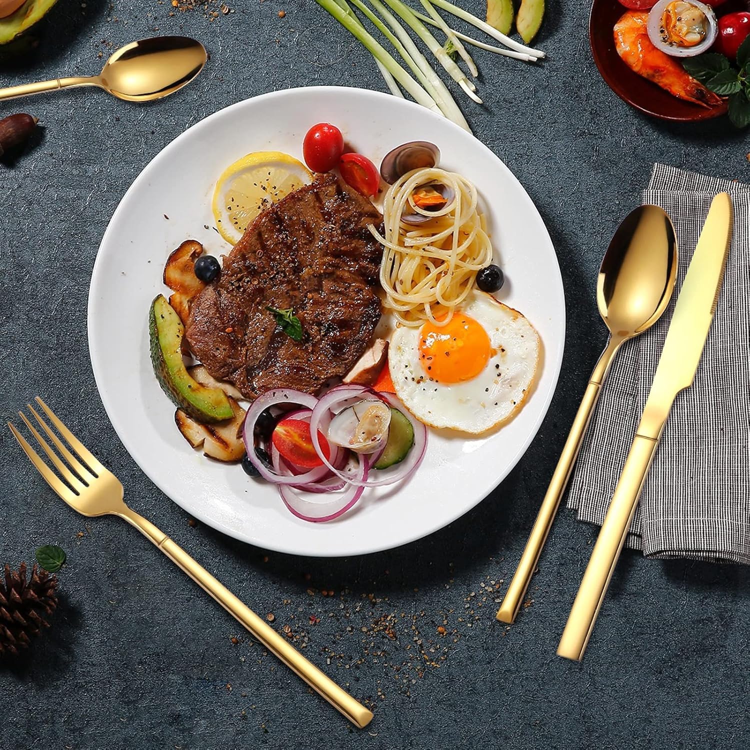 Dinner Forks Golden Stainless Steel Portable Tableware Dining Table Fork Kitchen Tool Dinner