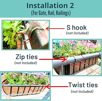 LaLaGreen Window Boxes Planters to Attach House (36 in, 2 Pack) Black Metal