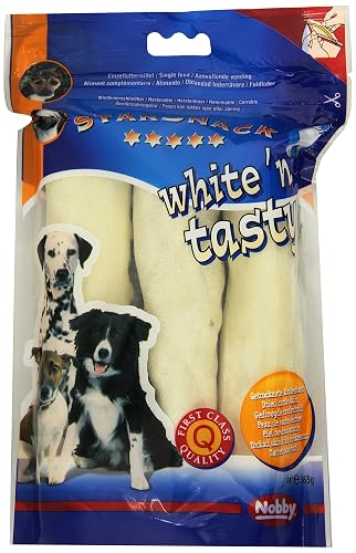 Nobby Rodillo para masticar perros blanco de 3 piezas, 15 cm, 35-40 mm