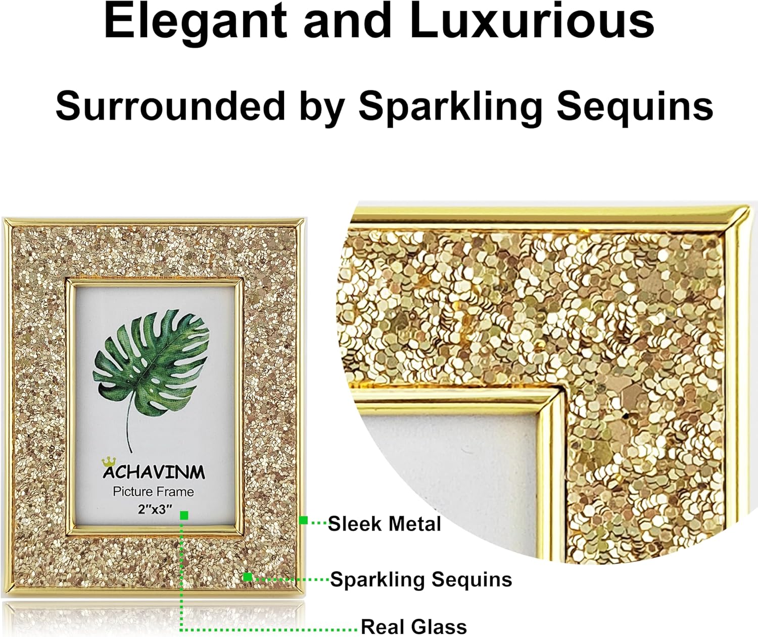 2x3 Picture Frames, Small Real Glass Frame, Glitter Mini Photo Frames for Tabletop, Classy Home Décor & Gift (Colorful, 4 Pack)