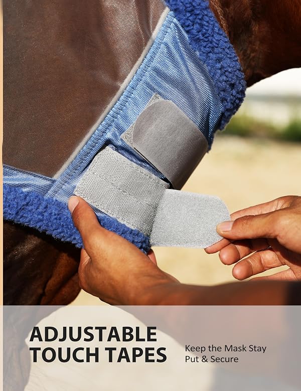 Harrison Howard CareMaster Horse Fly Mask UV Protective Fine Mesh with Extra Wool Soft Touch on Skin Cerulean Blue-Silver M by Harrison Howard - Used condition - Image 6