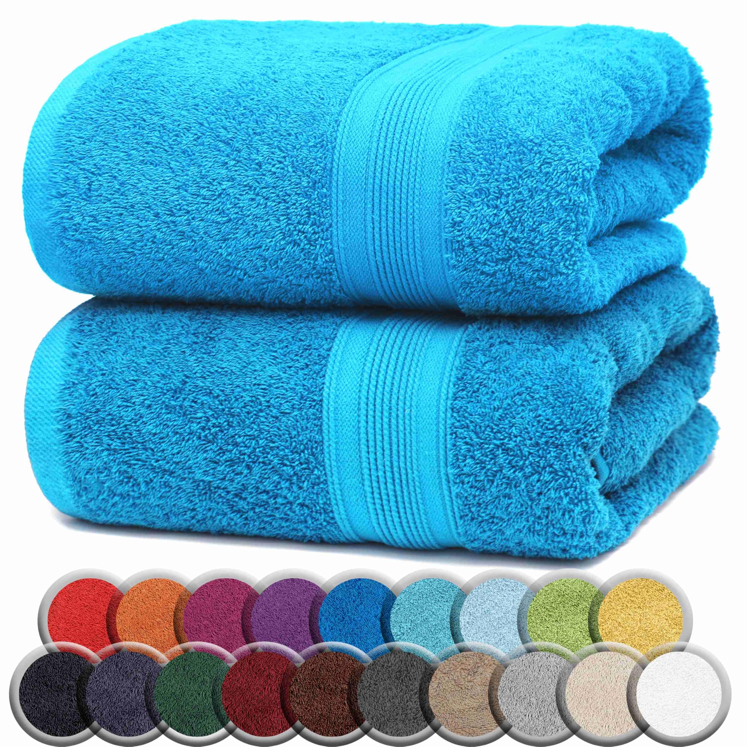 NatureMark ASCIUGAMANI PREMIUM/ASCIUGAMANI DA BAGNO in 100% cotone, morbidi, resistenti, con asola per appendere – set da 2, 100x150 cm, Colore Turchese