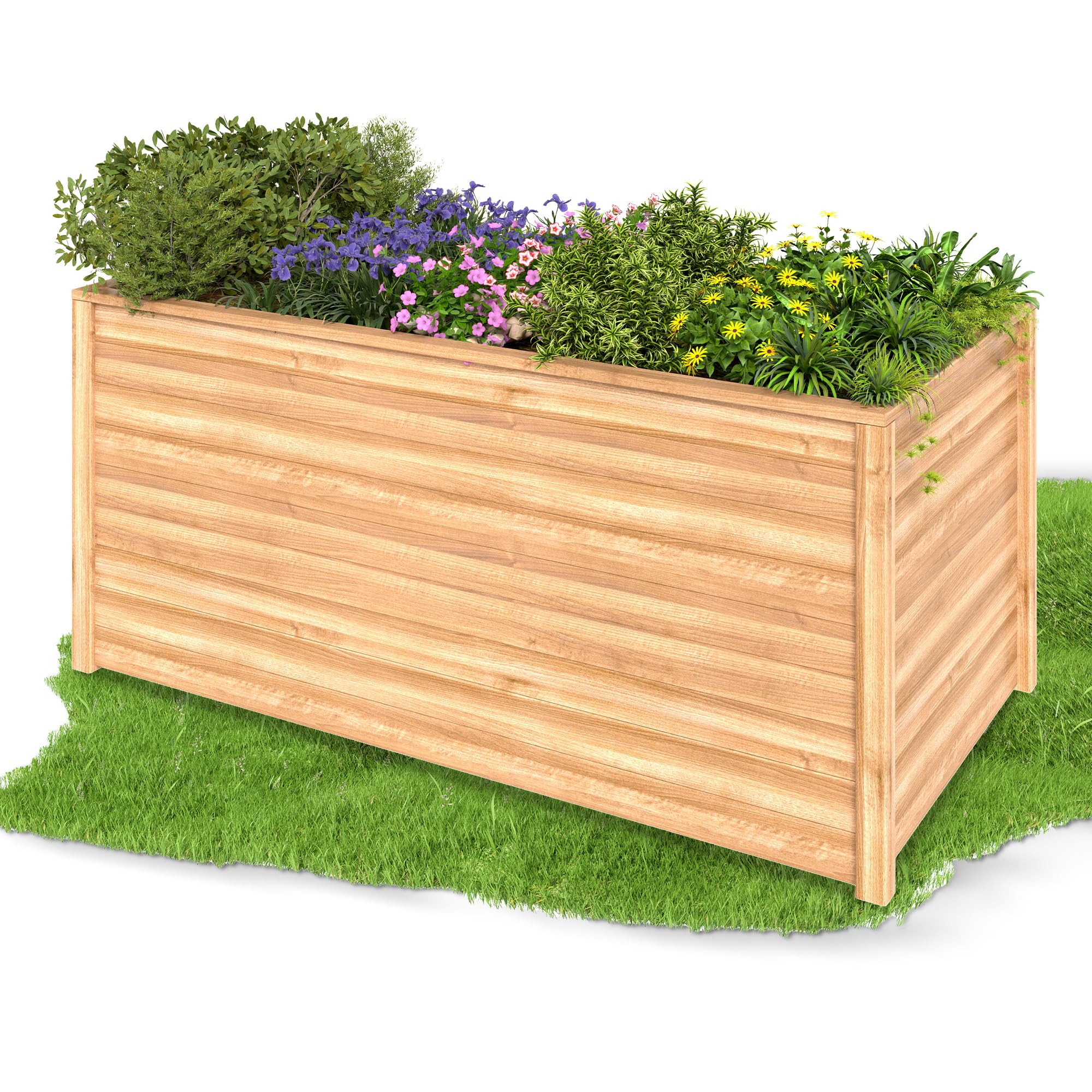 Amopatio Hochbeet Holz, 168x88x80cm, Pflanzkasten, Blumenkasten für Garten, 1200L Pflanzbeet, Kräuterbeet, Gemüsebeet, Blumenbeet für Balkon, Terrasse, Pflanzkübel, Natur