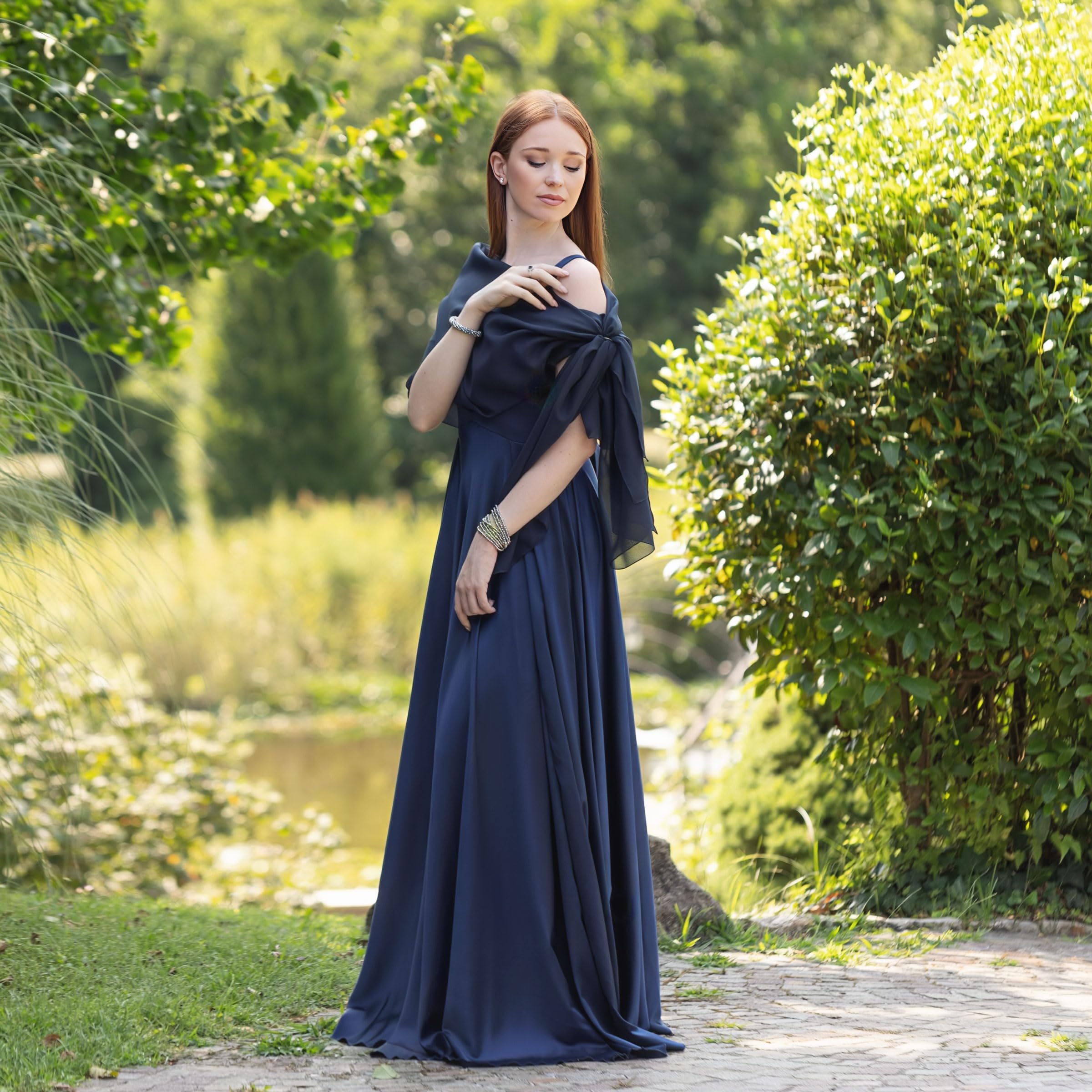 Festliche Stola für Abendkleid Made in Italy 200x80, Chiffon Bolero Damen festlich, Sommerschal für Hochzeit, Schal Sommer