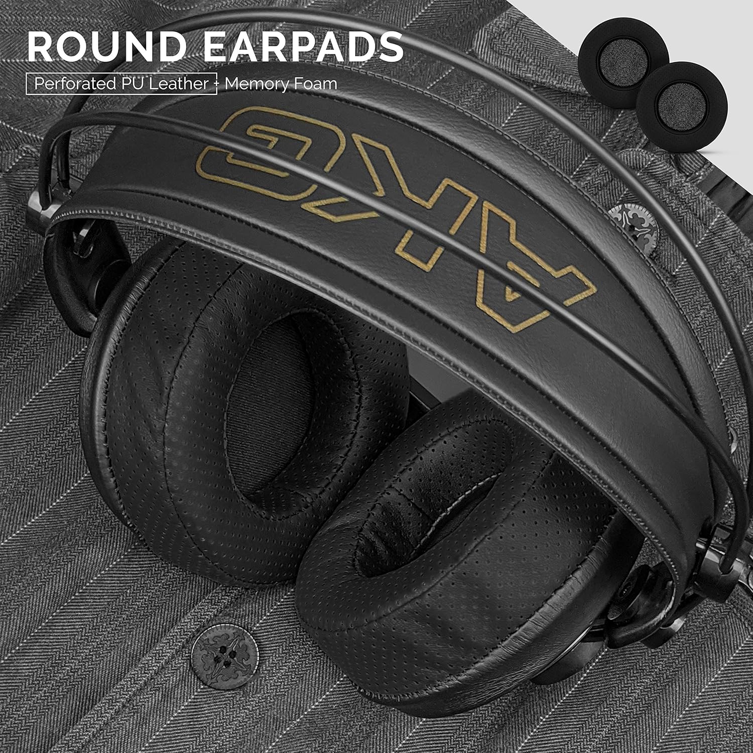 Brainwavz Round Memory Foam Earpads - Suitable Many Large Headphones - SteelSeries, HD668B, ATH, AKG K553, HifiMan, ATH, Philips, Fostex, Sony Ear Pad & More (Perforated Black)