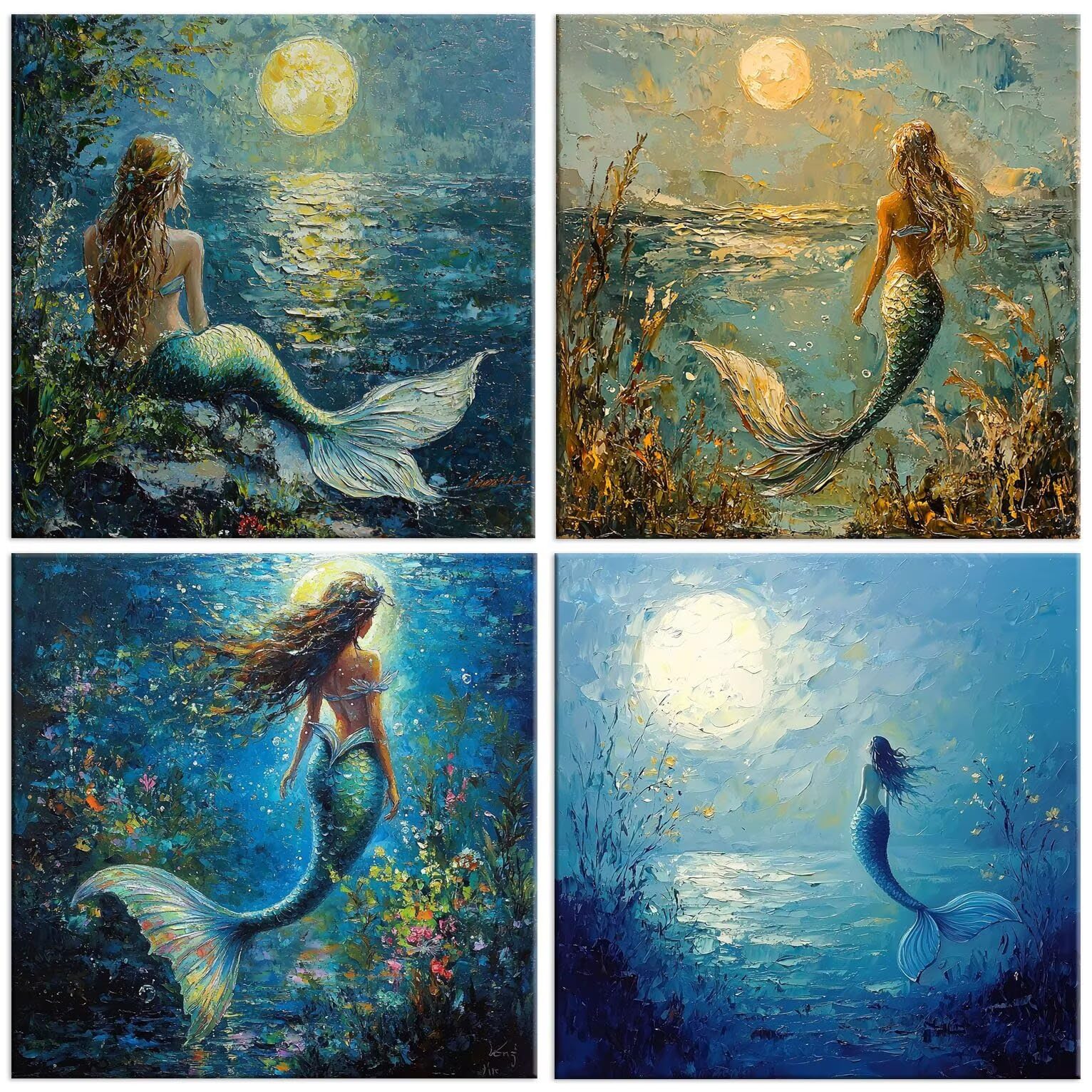 Diamond Painting Kit Sirena de la luna, Pintar Diamantes Kit 80x80cm f-946