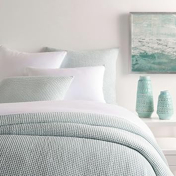 Pine Cone Hill Bubble Sky Solid Cotton Matelasse Coverlet, King