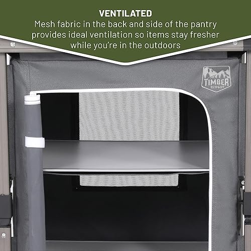 Miniatura 8 de TIMBER RIDGE Estación de cocina de aluminio portátil ligera resistente al calor, mesa plegable para barbacoa, picnic, patio trasero, gris