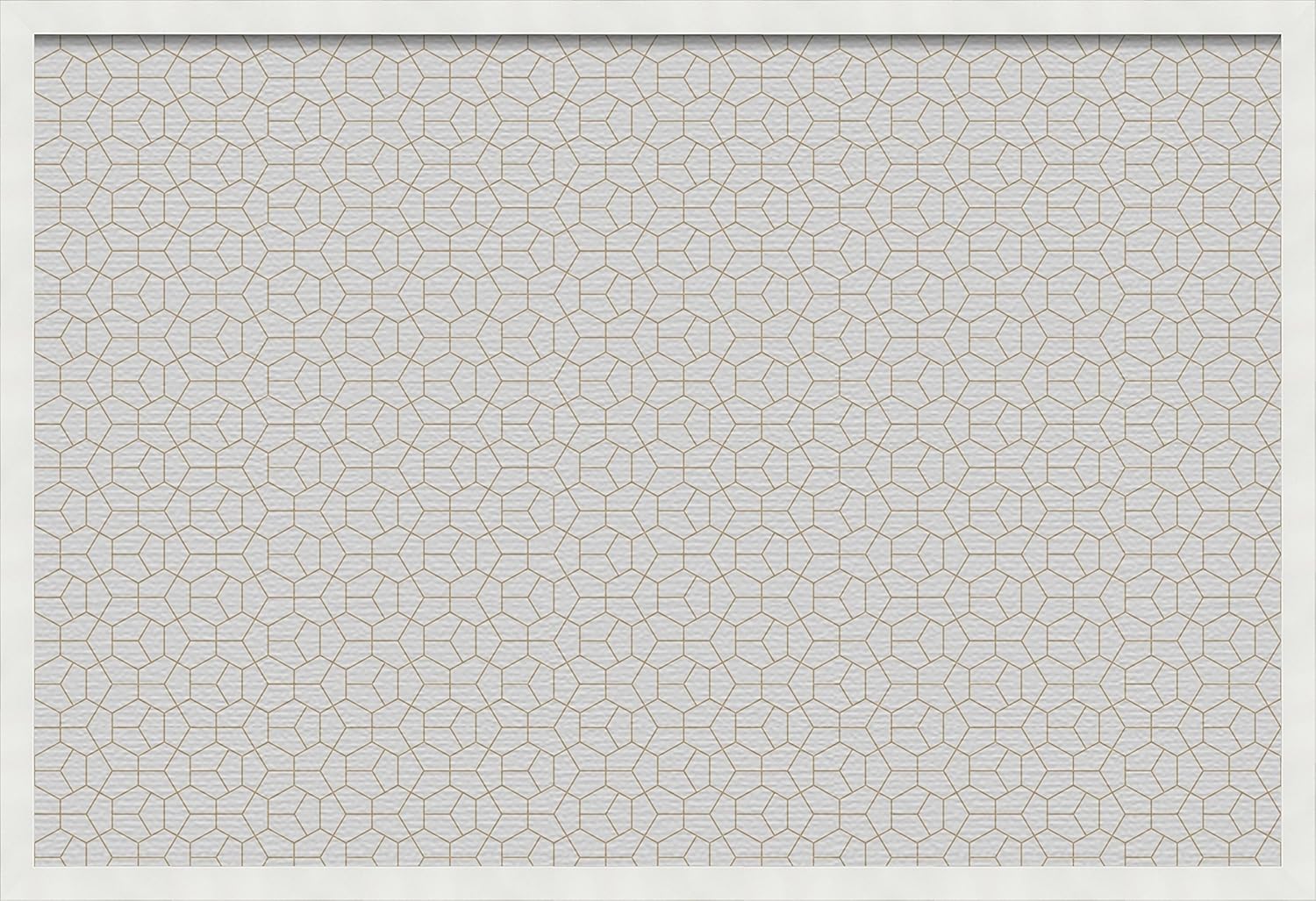 PinPix pin Cork Bulletin Board Made from Canvas, Modeco Hex Gold 36x24 Inches 2 x 3 ft and Framed in Satin White Frame (PinPix-1537-36x24_FRBW26074)