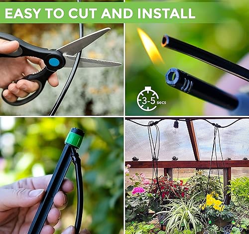 Vista 6 de CARPATHEN Tubo de riego por goteo de 1/4: manguera de riego por goteo negra de 100 pies, perfecta para sistema de riego de jardín, hidroponía