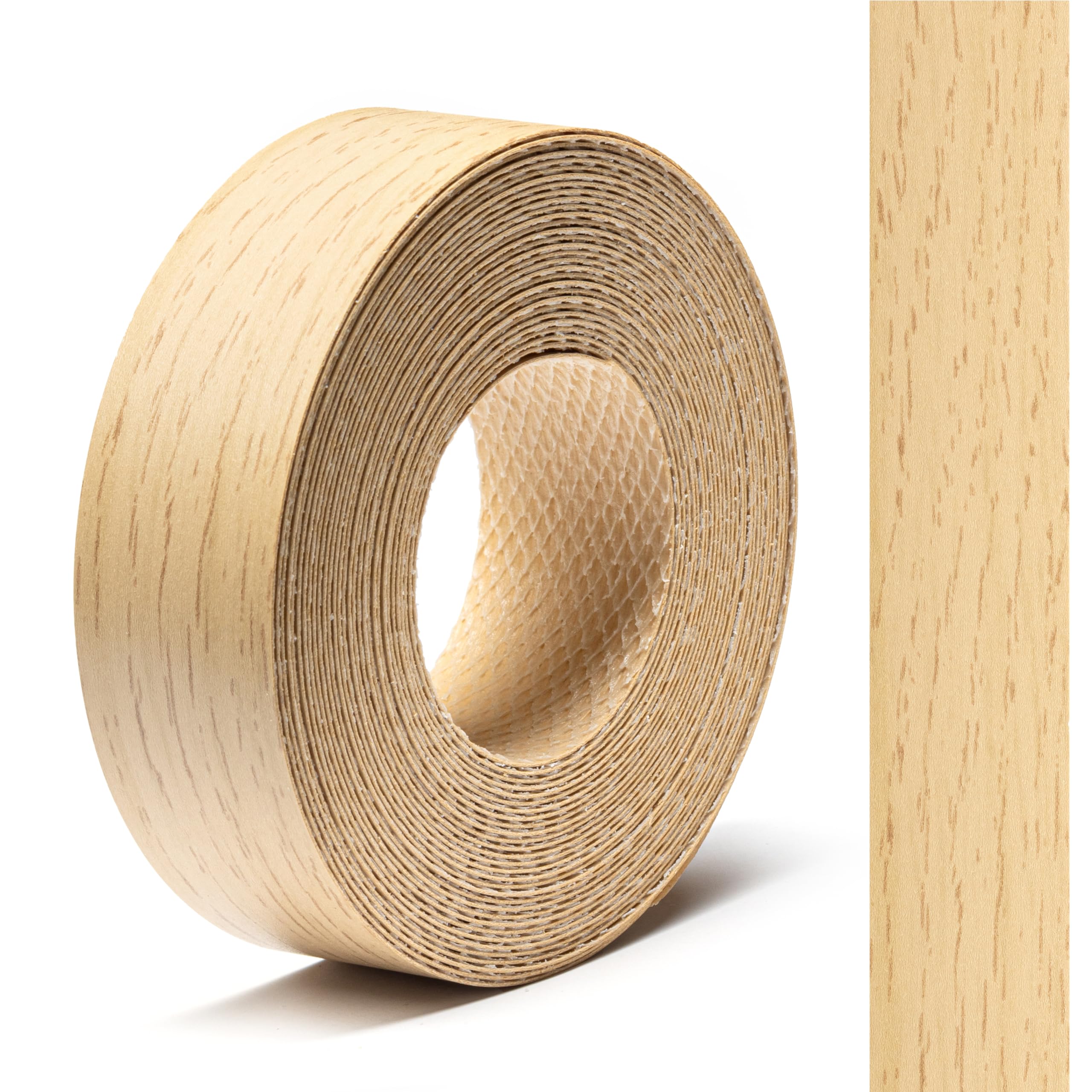 FOLDECOR Sand Beech Hotmelt Melamine Edge Banding Tape 21mm x 5m, Iron on Edge Trim Strip for Furniture, Cabinets, Shelves & Panels, Easy to Apply & Cut — image 1