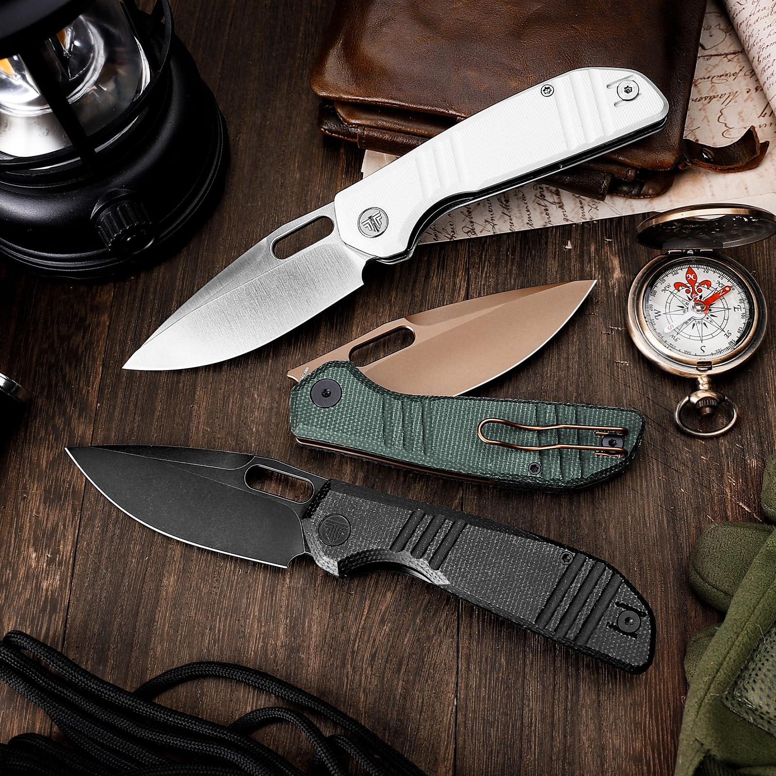 TRIVISA Couteau Pliant, Outil de Randonnée, avec Lame en Acier 14C28N et Clip de Poche, Cadeau pour le Camping,Sport, la Randonnée et les Activités de Plein Air, Gecko-BM (Noir)