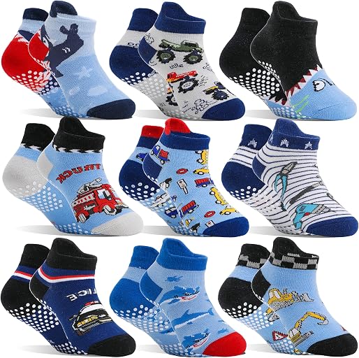 Welwoos Baby Girls Boys Toddlers Grips Socks Kids Non Slip Anti Skid Ankle Cotton No Show Socks with Grippers