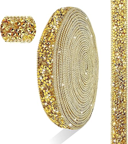 Tiras de diamantes de imitación de resina dorada autoadhesivas, cinta de diamantes de imitación para manualidades, bodas, fiestas de Navidad,